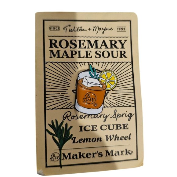 Makers Mark Rosemary Maple Sour Pin Recipe Card Ice Cube Lemon Wheel Drink 2023 - Picture 1 of 4